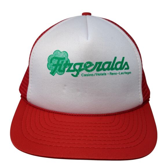 Fitzgeralds Snapback Rope Trucker Hat Red One Size Colorblock Mesh Back - Picture 1 of 9